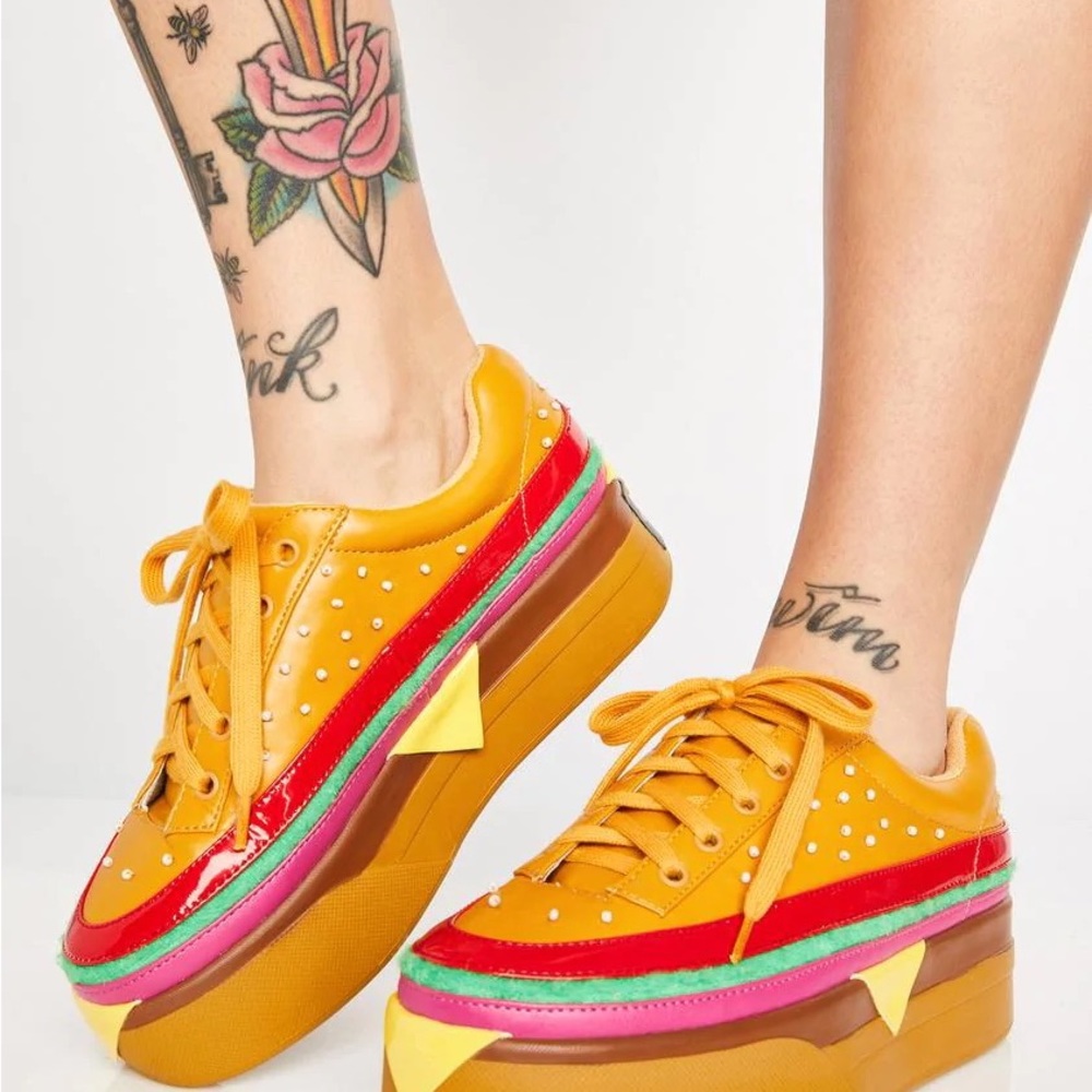 RARE Extra Cheese Please Burger Sneakers - Picture 5 of 11